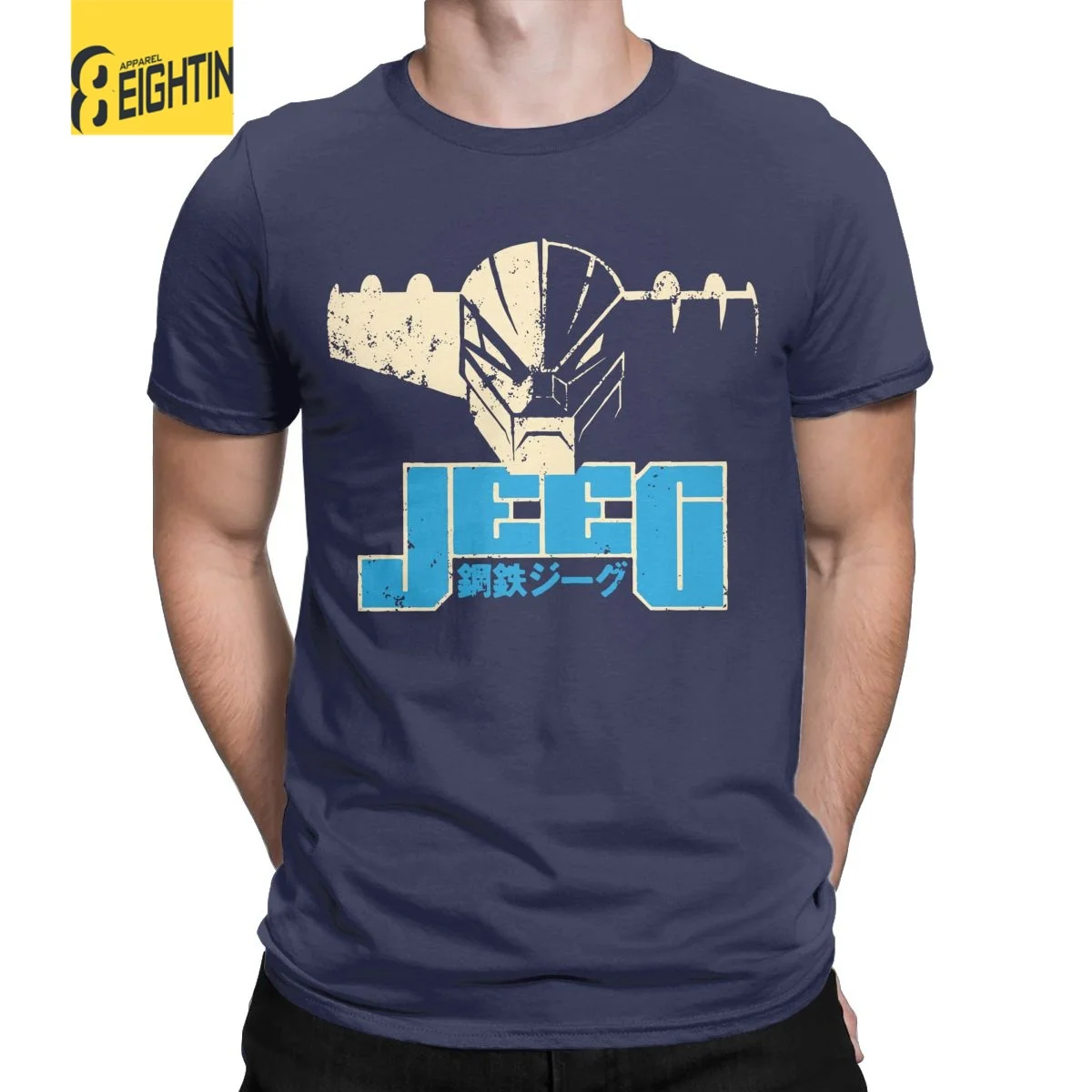 T-shirt à manches courtes pour homme, 100% coton, humoristique et Original, avec tête Jeeg en acier, 063