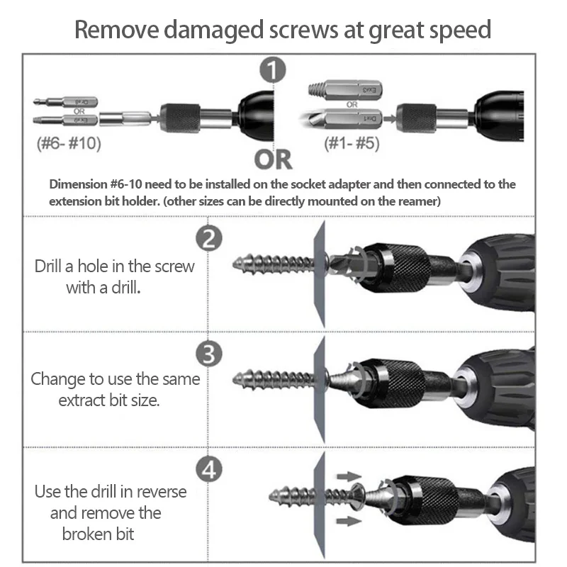 Jeu d'extracteur de vis, outil de retrait de dents croisées et de filetage en acier rapide avec embout d'extension de douille, extracteur de vis endommagé 22 pièces