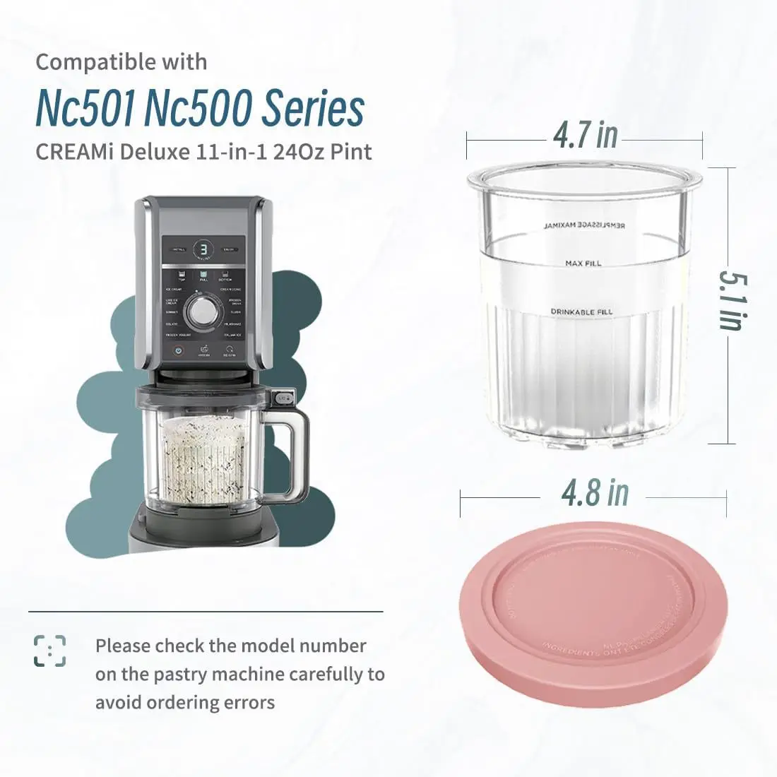 Contenants de remplacement pour les couvercles des pots Ninja Creami Deluxe NC500/501