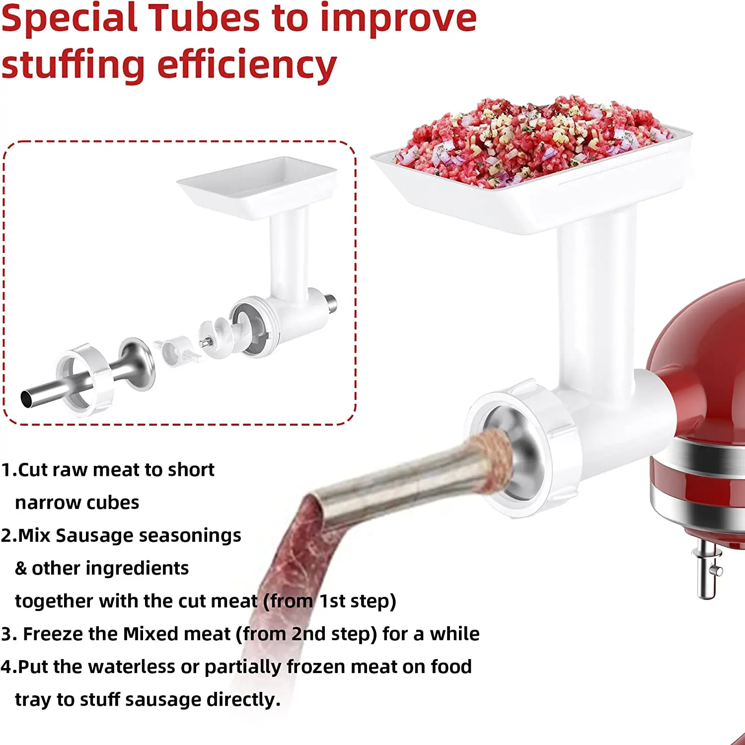 Kit de Poussoir à Saucisses en Plastique pour Kitchen Aid