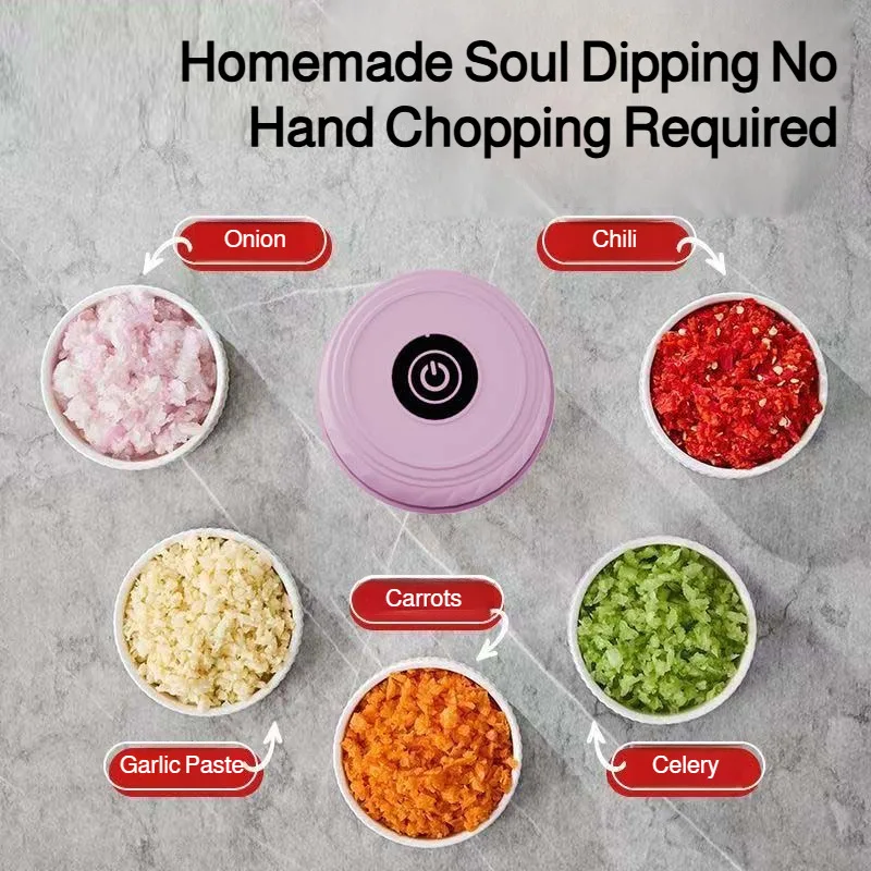 Hachoir Électrique Sans Fil pour Ail et Viande - Mini