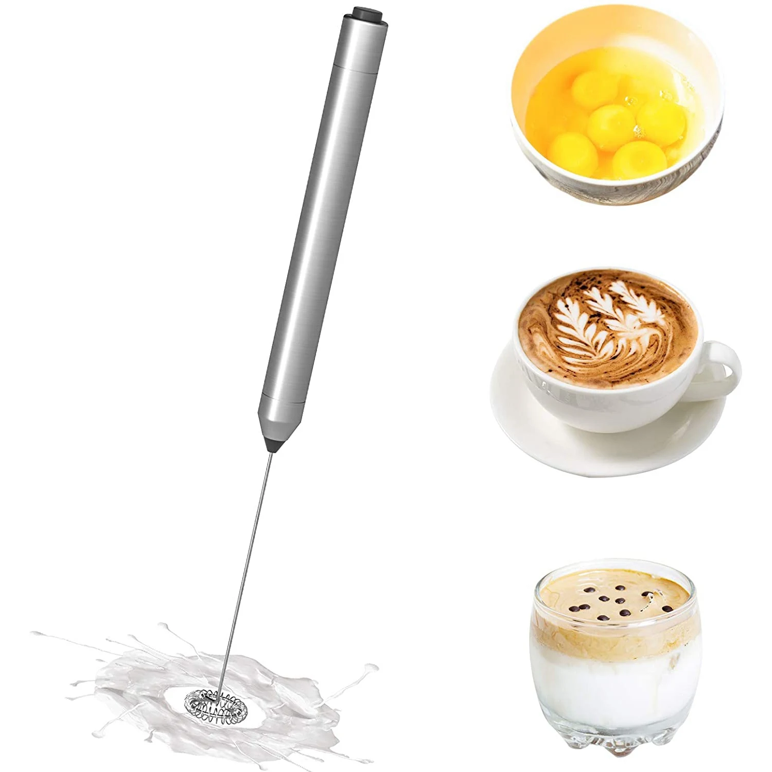 Mousseur à lait électrique à piles pour café, mini centre commercial, en acier inoxydable