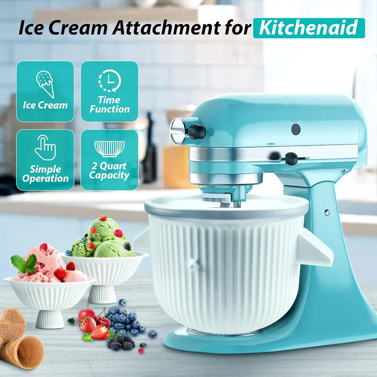 Accessoire de machine à crème glacée pour batteur sur socle KitchenAid
