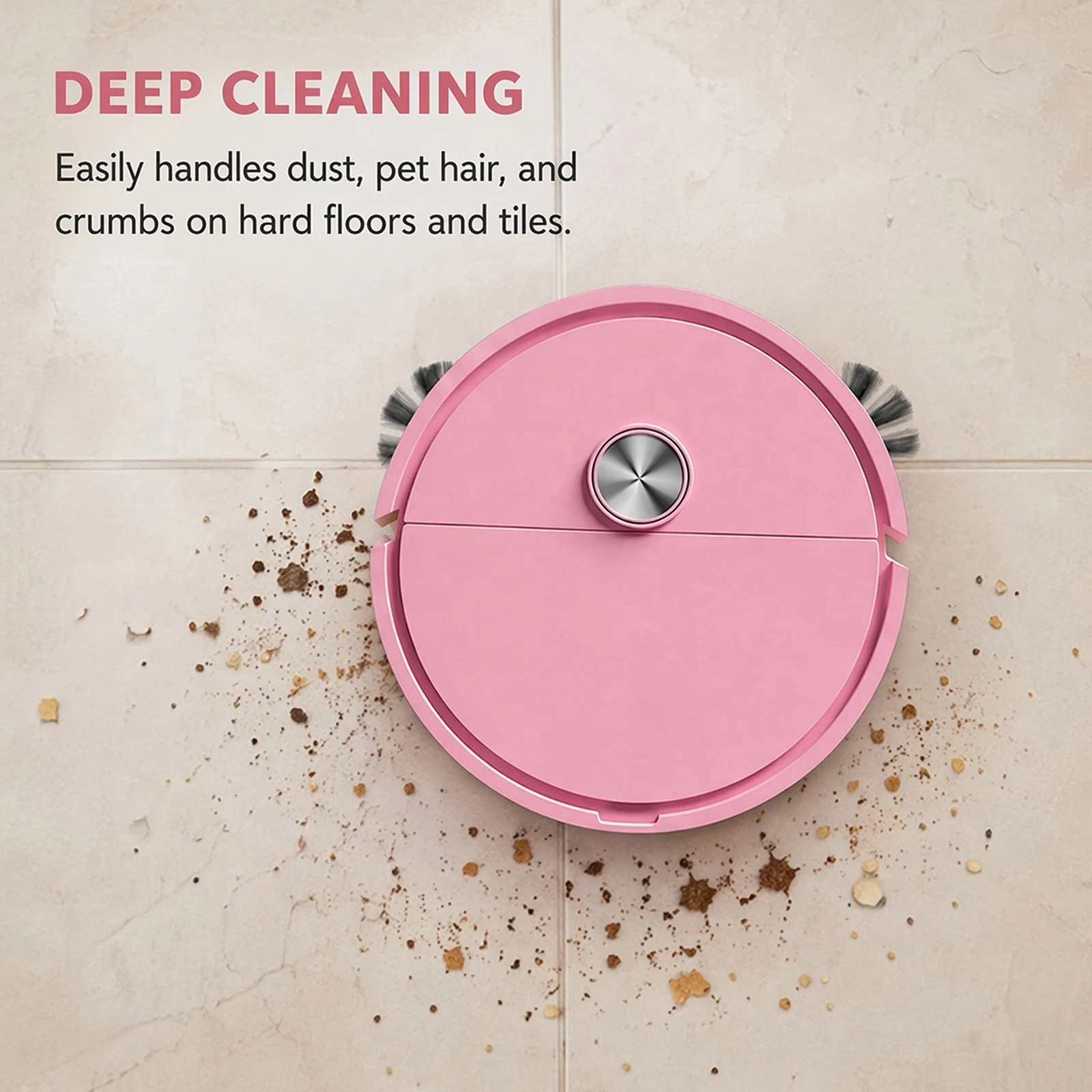 Mini aspirateur robot 3 en 1, machine de nettoyage intelligente avec évitement automatique des obstacles, facile à utiliser pour les poils d'animaux, les sols durs et les tapis