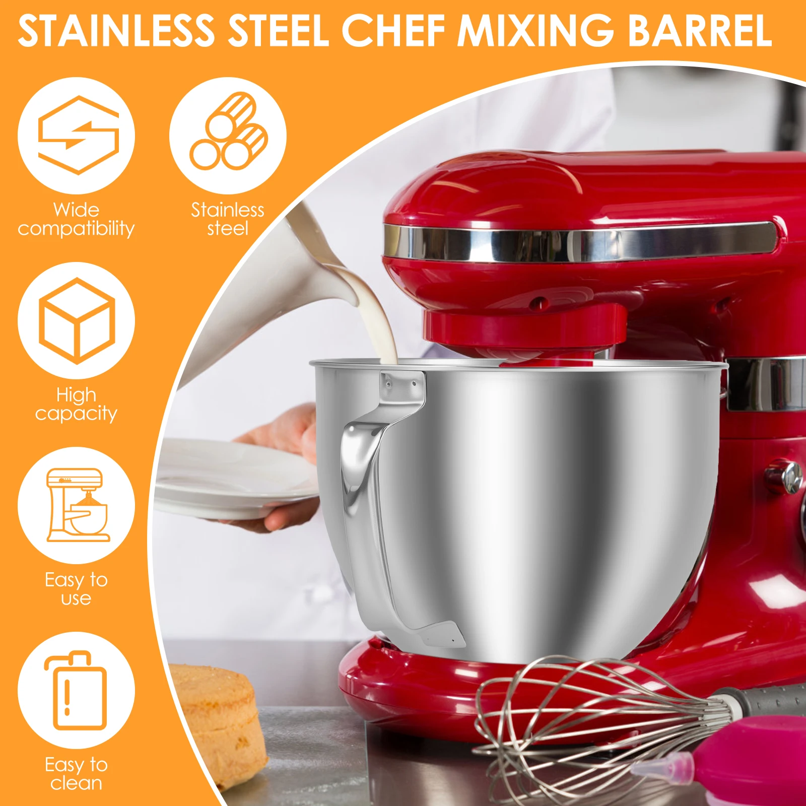 Bol mélangeur en acier inoxydable pour KitchenAid Artisan & Classic Series 4.5-5 QT