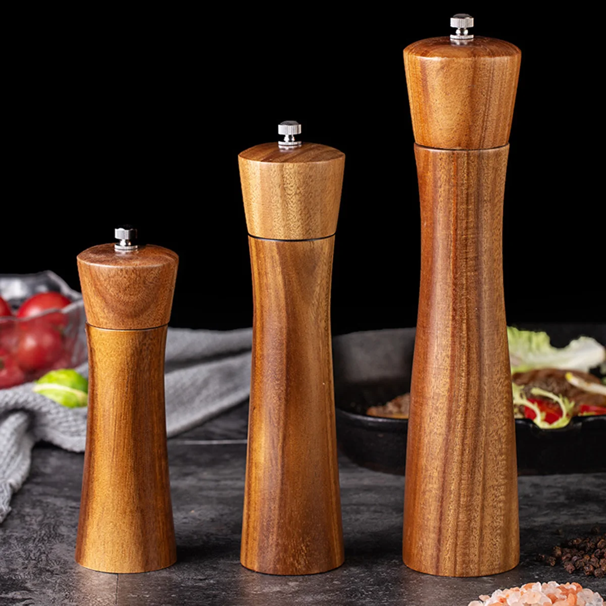 1PC-moulin à poivre en bois ; secoueur