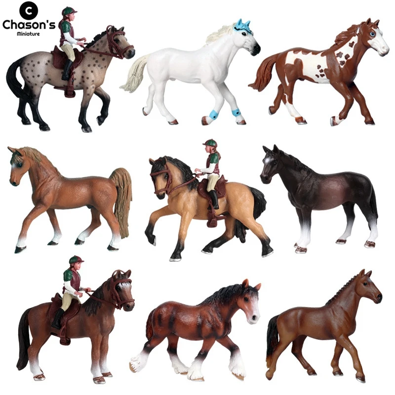 Cheval Miniature Cowboy goujon ferme Stable cavalier figurines d'action modèle Animal Appaloosa Harvard Hannover Clydesdale quart de cheval