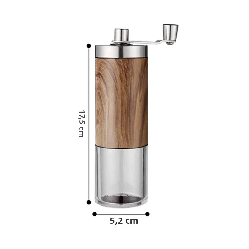 Moulin à café manuel portatif vintage avec grain de bois manivelle en acier inoxydable