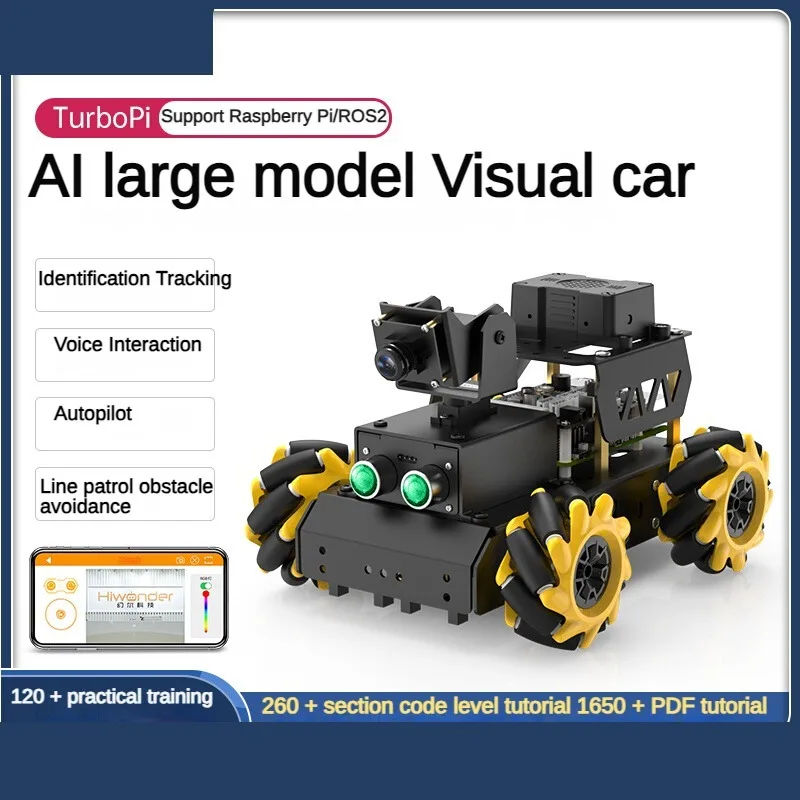 TurboPi ROS2 Robot voiture Mecanum roues AI Vision suivi intégré AI modèle pour ChatGPT Interaction vocale pour Raspberry Pi 5