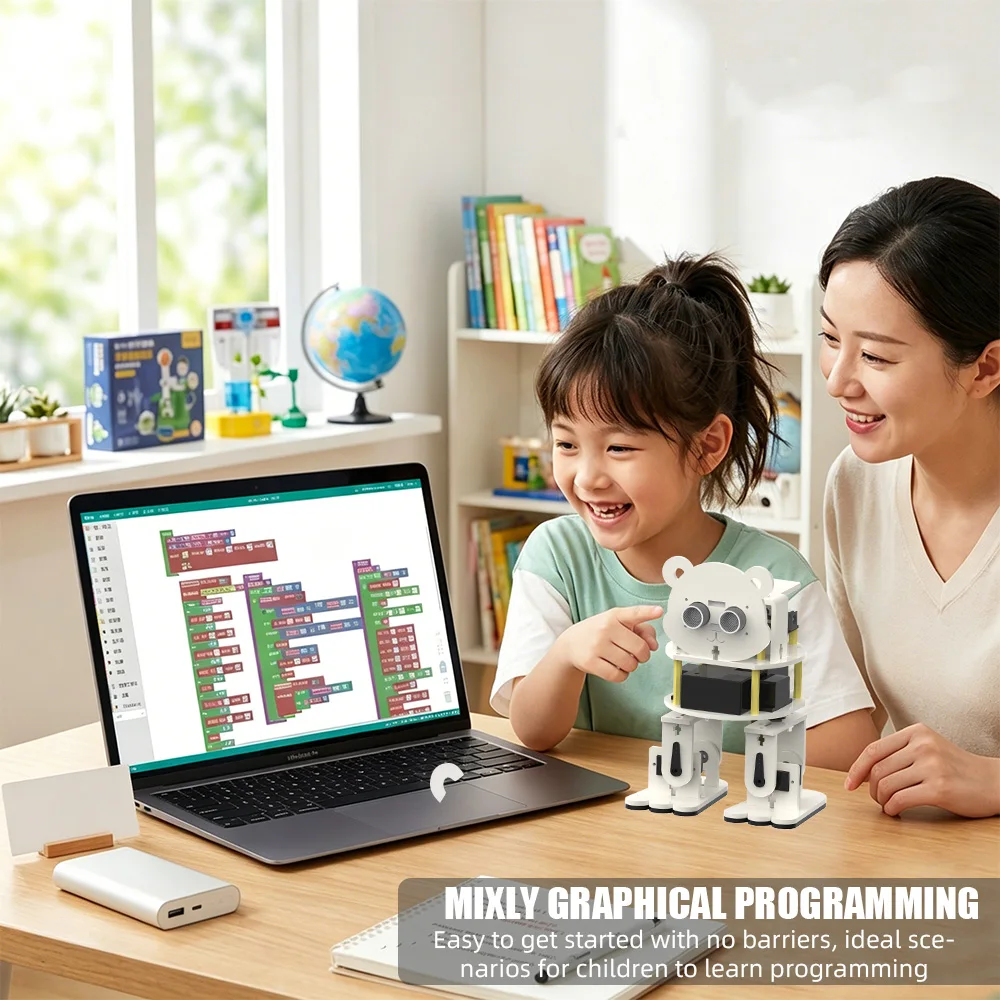 TSCINBUNY Robot Panda Mignon, idéal pour les cadeaux de vacances des enfants et des adolescents et les établissements d'enseignement, prend en charge la programmation.