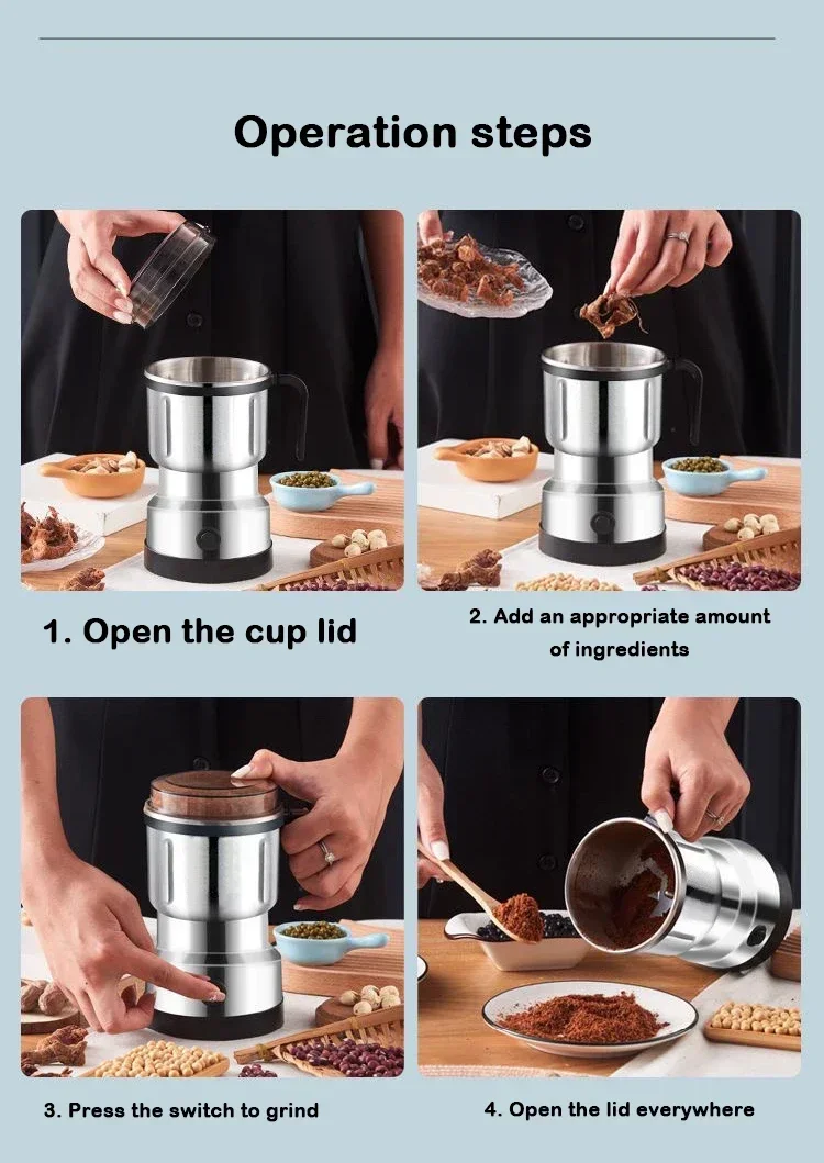 220V multifonction moulin à café lame en acier inoxydable électrique herbes grains