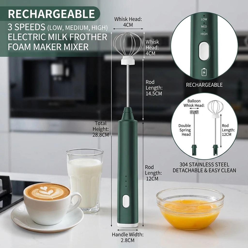 Batteur à œufs portatif Rechargeable par USB