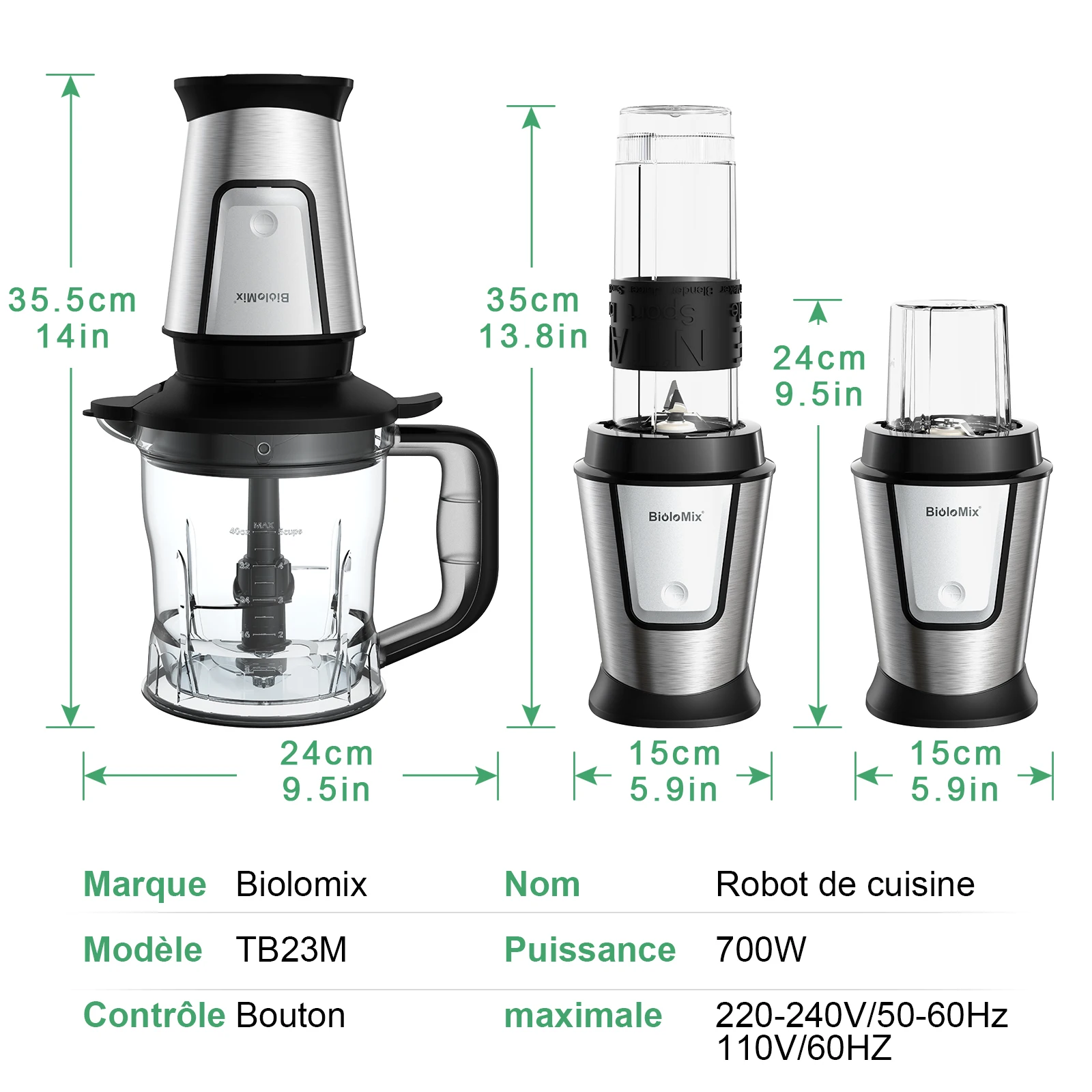 BioloMix-Robot Culinaire Multifonctionnel 3 en 1