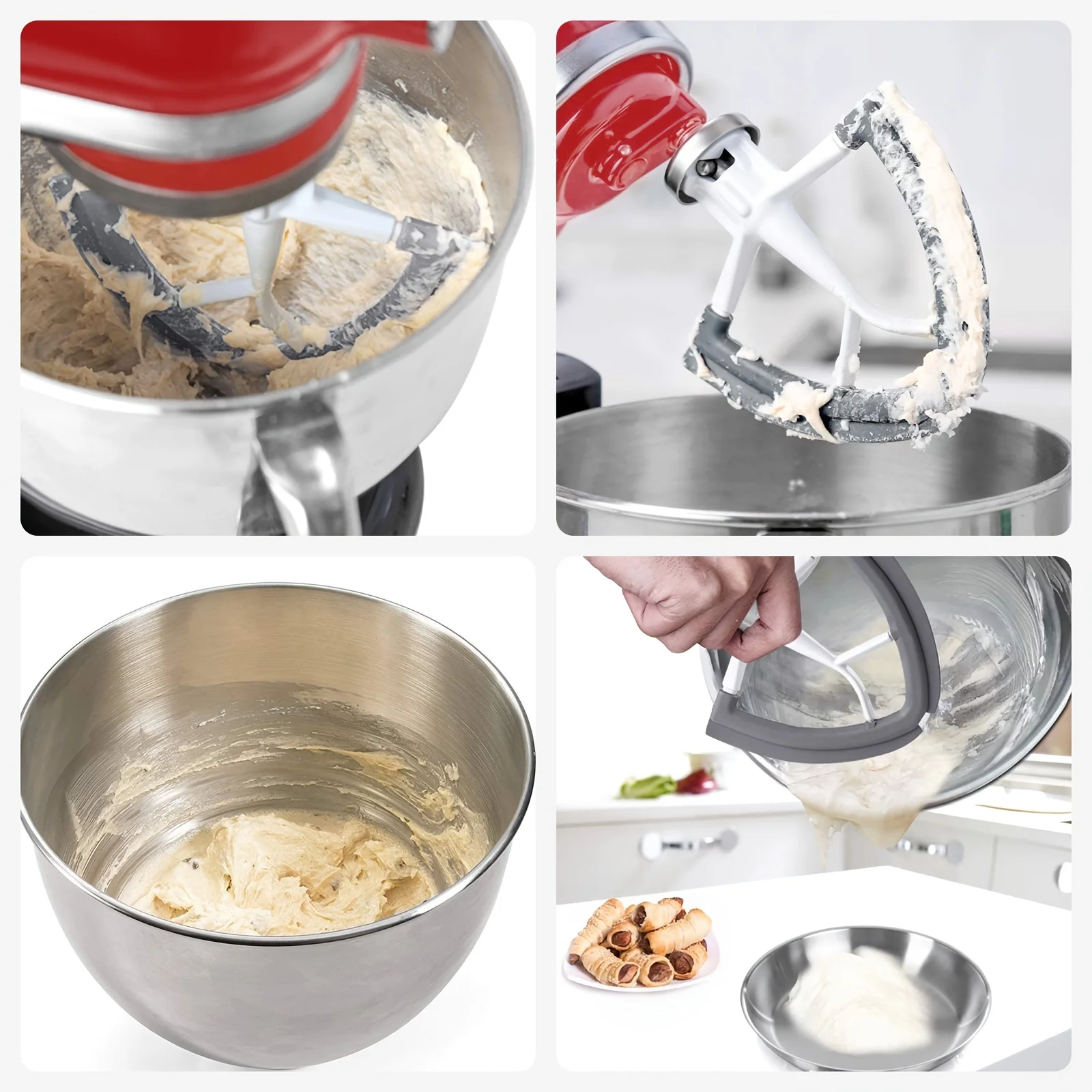 Batteur à bord flexible en silicone pour batteur KitchenAid 4