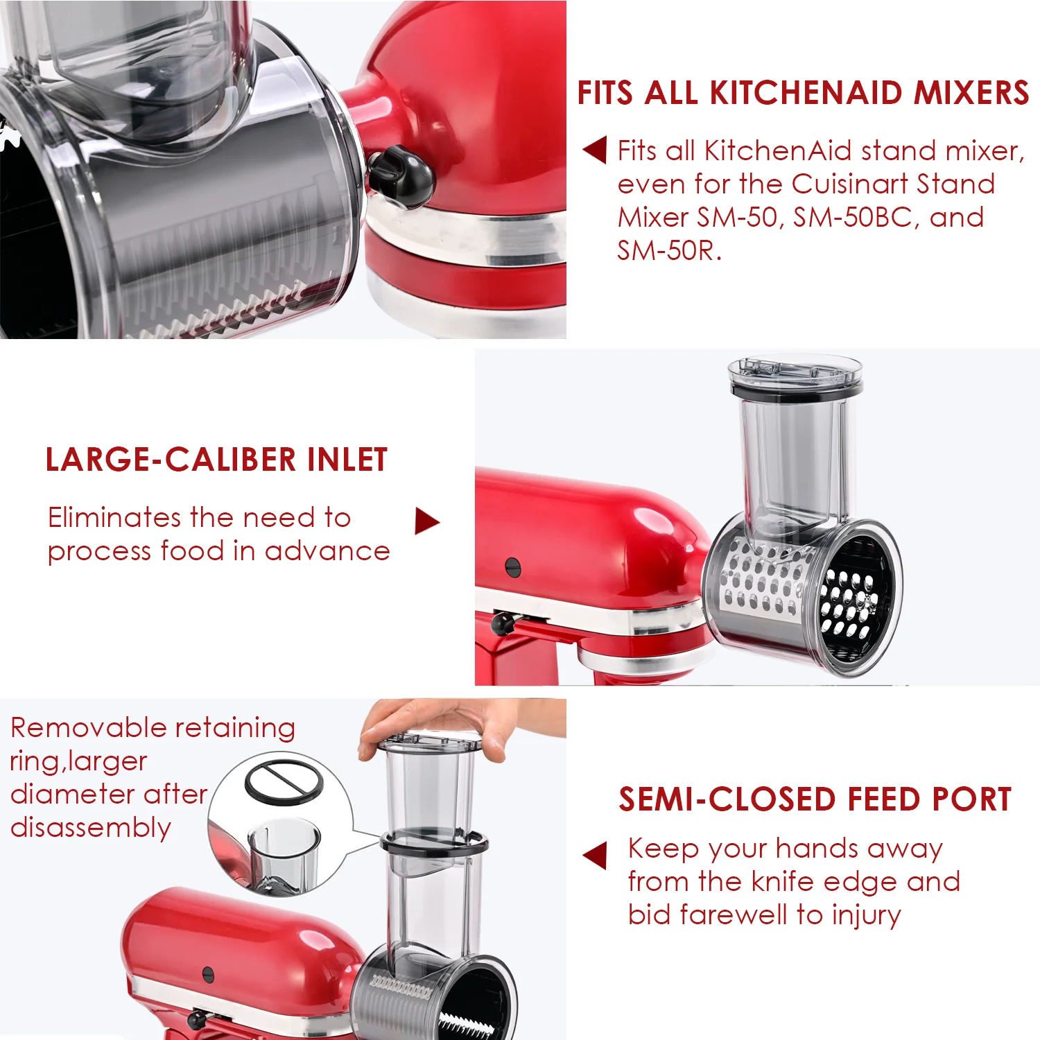 Accessoire de broyeur de trancheuse pour batteur sur socle KitchenAid avec 5 lames