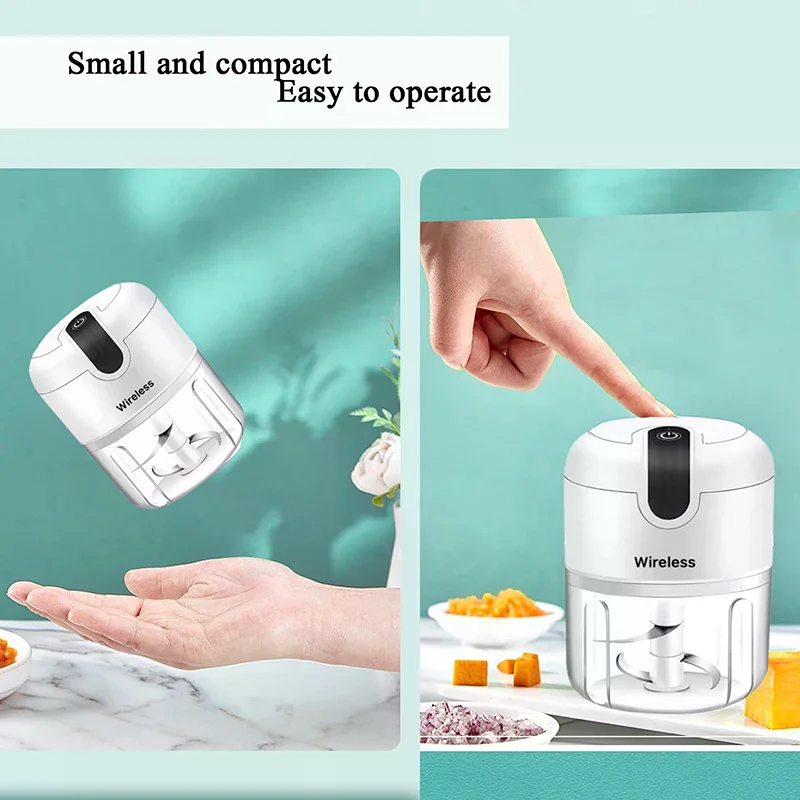 Hachoir à viande électrique Compact, Mini hachoir à ail, robot culinaire portatif, hachoir sans fil