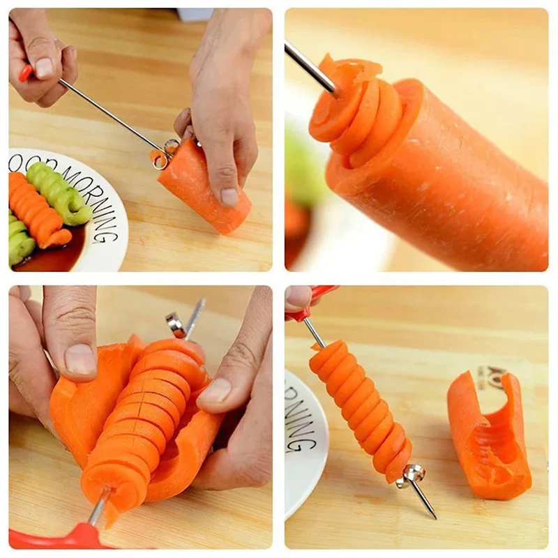 Légumes spirale couteau pomme de terre carotte concombre salade hachoir vis trancheuse coupe spiralizer cuisine accessoires four